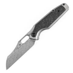 KANSEPT Tuckamore | Titanyum ve Parçalanmış Karbon Fiber Sap | Timascus Kemer Klips | Damascus Çelik Çakı | K1052A5