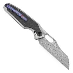 KANSEPT Tuckamore | Titanyum ve Parçalanmış Karbon Fiber Sap | Timascus Kemer Klips | Damascus Çelik Çakı | K1052A5