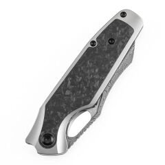KANSEPT Tuckamore | Titanyum ve Parçalanmış Karbon Fiber Sap | Timascus Kemer Klips | Damascus Çelik Çakı | K1052A5