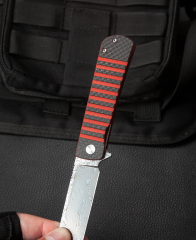 BESTECH TITAN BL05B Karbon Fiber ve G10 Saplı Ara Katman Damascus Çakı