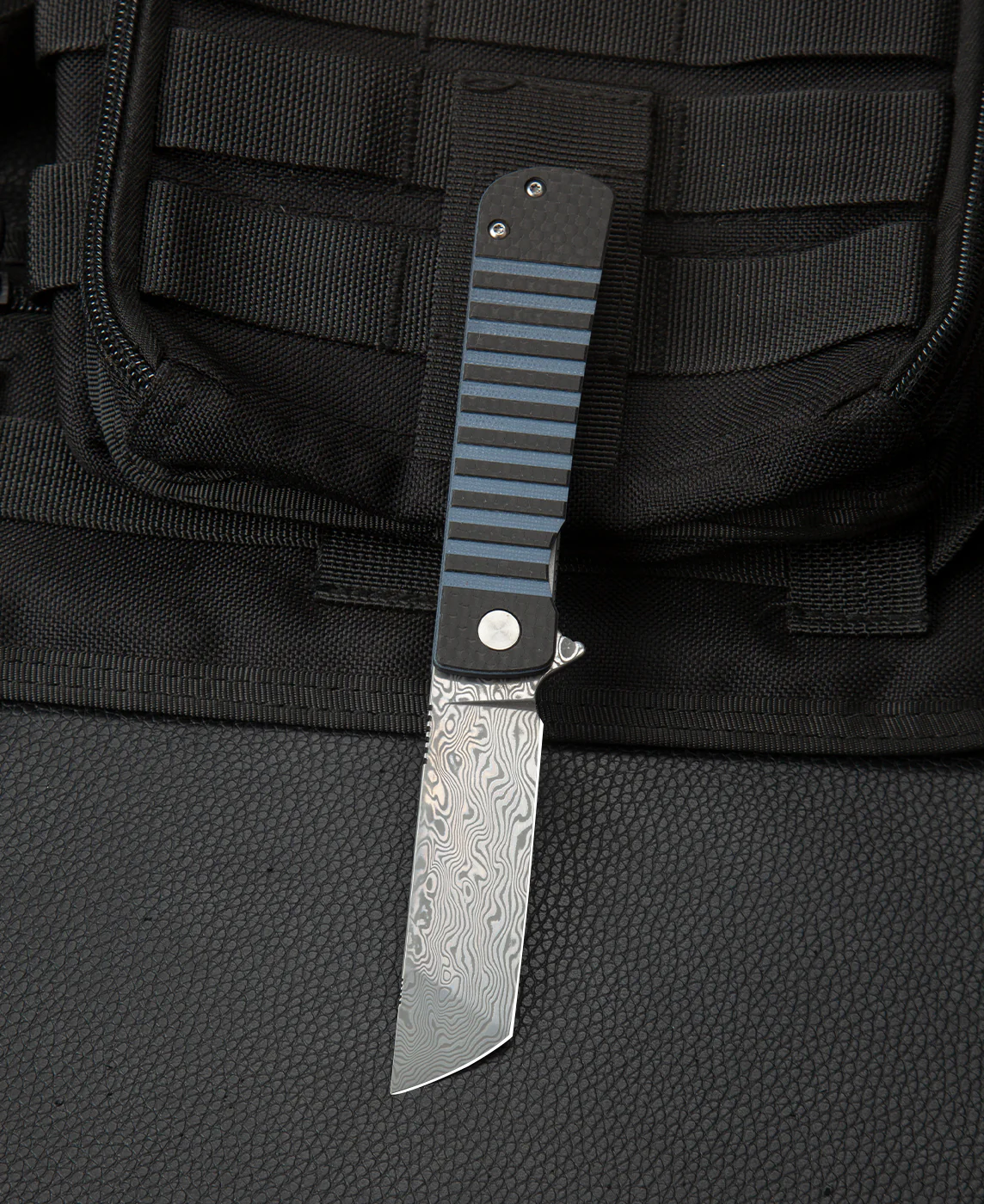 BESTECH TITAN BL05A Karbon Fiber ve G10 Saplı Ara Katman Damascus Çakı
