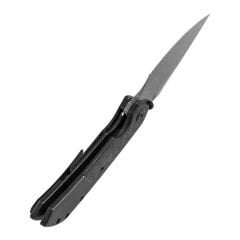 KANSEPT Fenrir | Siyah Kaplamalı Titanyum ve Dimi Karbon Fiber G10 Sap | Damascus Çelik Çakı | K1034D1