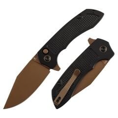 Tenable Entity | Düğme Kilitli | Siyah Alüminyum Sap | Gül Altın 14C28N Çelik Çakı | B1036F1