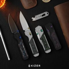 Kizer Militaw 315 KwikSwap™ | Alüminyum ve FatCarbon Jungle Wear Sap | M390 Çelik Çakı | Ki3634.31BDA2
