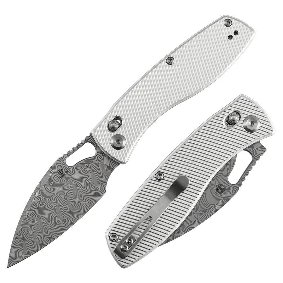 Tenable Heron | Çapraz Kilitli | Kumlanmış Alüminyum Sap | Su Dalgalı Damascus Çelik Çakı | B2124V3