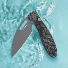 Kizer Masu | GID Mavi G10 + Mikarta Sap | 14C28N Çelik Çakı | V3697A2
