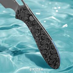 Kizer Masu | GID Mavi G10 + Mikarta Sap | 14C28N Çelik Çakı | V3697A2