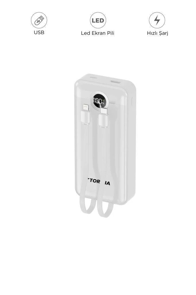 Torima TRM-1025 Beyaz 20000mAh 2 Çıkışlı Taşınabilir Hızlı Şarj Dijital Göstergeli Powerbank
