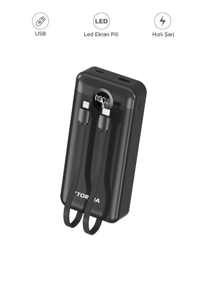 Torima TRM-1025 Siyah 20000mAh 2 Çıkışlı Taşınabilir Hızlı Şarj Dijital Göstergeli Powerbank