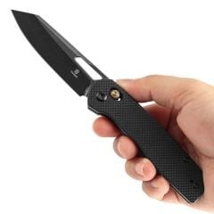 Tenable Shard | Çapraz Kilitli | Siyah G10 Sap | Siyah Kaplama 14C28N Çelik Çakı | T1006V1