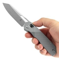 Tenable Shard | Gri Alüminyum Sap | Taşlanmış 14C28N Çelik Çakı | T1006V4