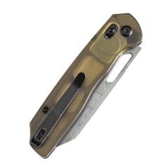 Tenable Shard | Çapraz Kilitli | Amber PEI ( Ultem ) Sap | Damascus Çelik Çakı | T1006V7