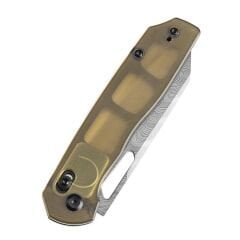 Tenable Shard | Çapraz Kilitli | Amber PEI ( Ultem ) Sap | Damascus Çelik Çakı | T1006V7