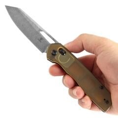 Tenable Shard | Çapraz Kilitli | Amber PEI ( Ultem ) Sap | Damascus Çelik Çakı | T1006V7