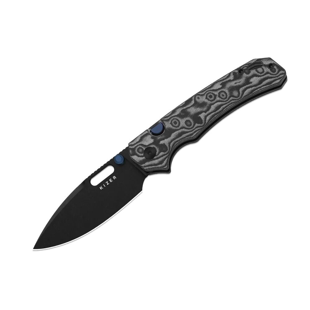 Kizer Outposter | Girdap Desenli Mikarta Sap | Nitro-V + PVD Kaplama Çelik Çakı | V3802BDA2