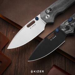 Kizer Outposter | Girdap Desenli Mikarta Sap | Nitro-V + PVD Kaplama Çelik Çakı | V3802BDA2