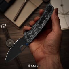 Kizer Outposter | Girdap Desenli Mikarta Sap | Nitro-V + PVD Kaplama Çelik Çakı | V3802BDA2