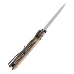 Tenable Kryo | Çapraz Kilitli | Amber PEI/Ultem Sap | Damascus Çelik Çakı | T1001V10