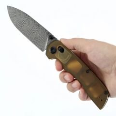 Tenable Kryo | Çapraz Kilitli | Amber PEI/Ultem Sap | Damascus Çelik Çakı | T1001V10
