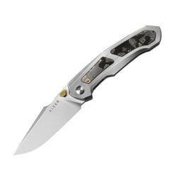 Kizer Feweed |  Titanyum + Gold Camo Karbon Sap | Z-Wear PM Çelik Çakı | Ki3694A4