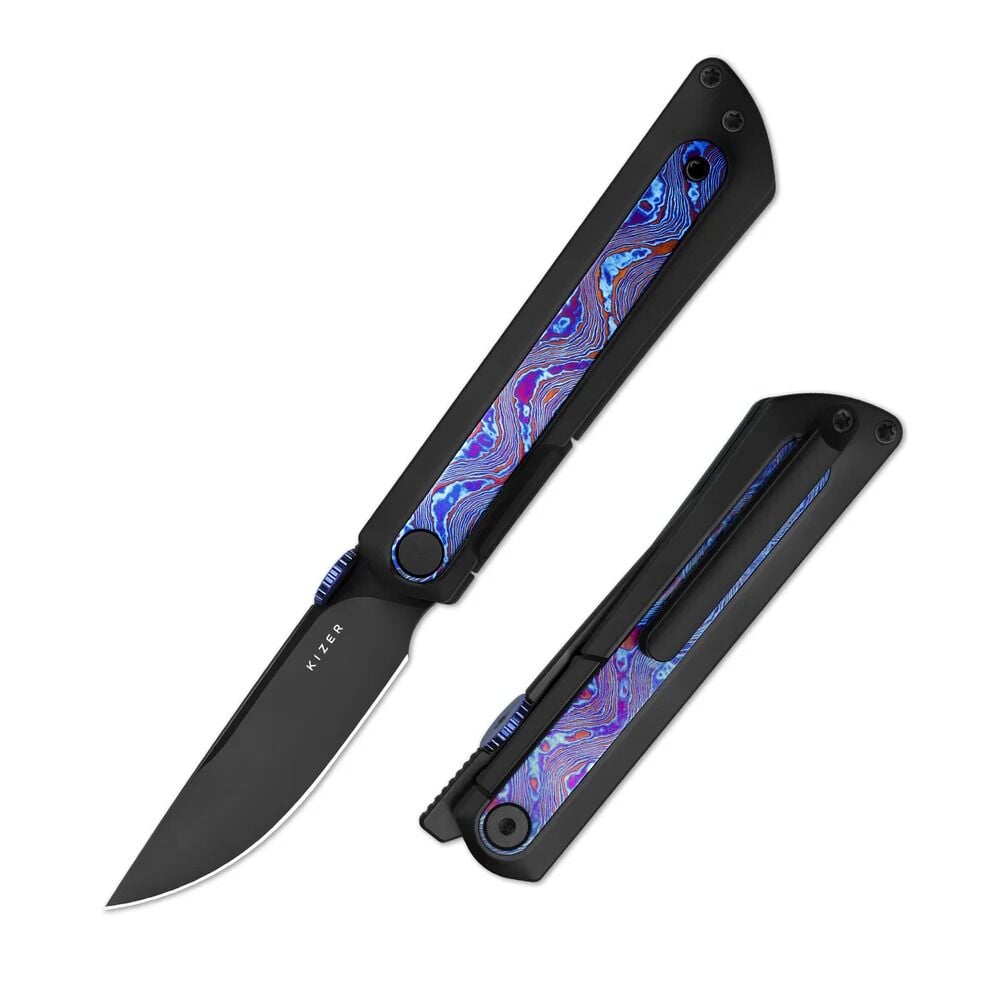 Kizer Quoll | Titanyum + Timascus Sap | S45VN Çelik Çakı | Ki3733A3