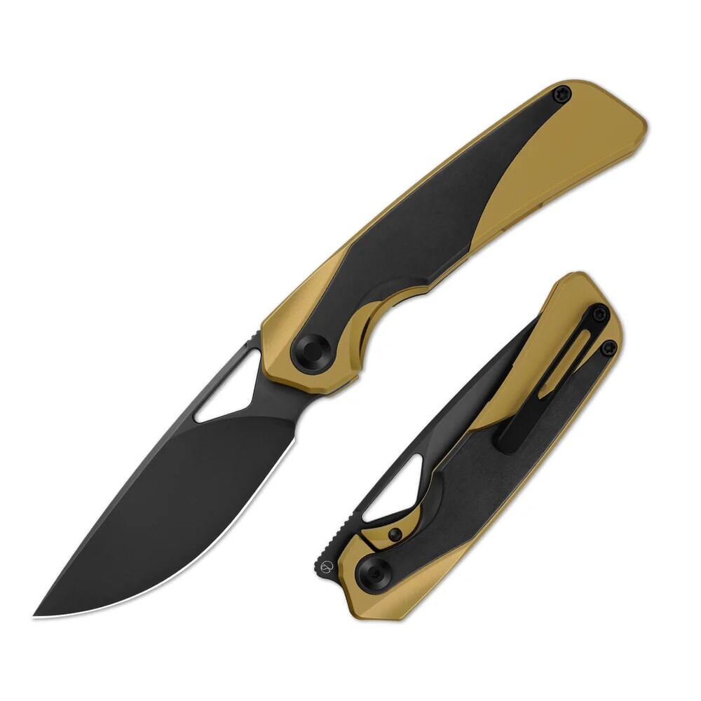 Kizer Topsail | M390 | Titanium + Stark Black Zirconium | Matte DLC Ultra | Front Flipper | KizerB™ 3735A3