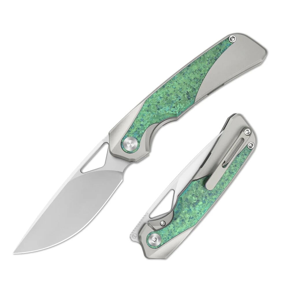 Kizer Topsail | M390 | Titanium & Crystallized Titanium | Front Flipper | KizerB™ 3735A4