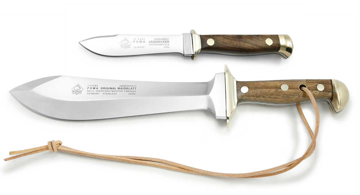 PUMA Waidbesteck Set (Waidblatt and Nicker), Walnut Wood