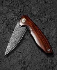 BESTECH BAMBI BL08D 3.11'' Şam Çelik Bıçak Demir Ahşap Sap