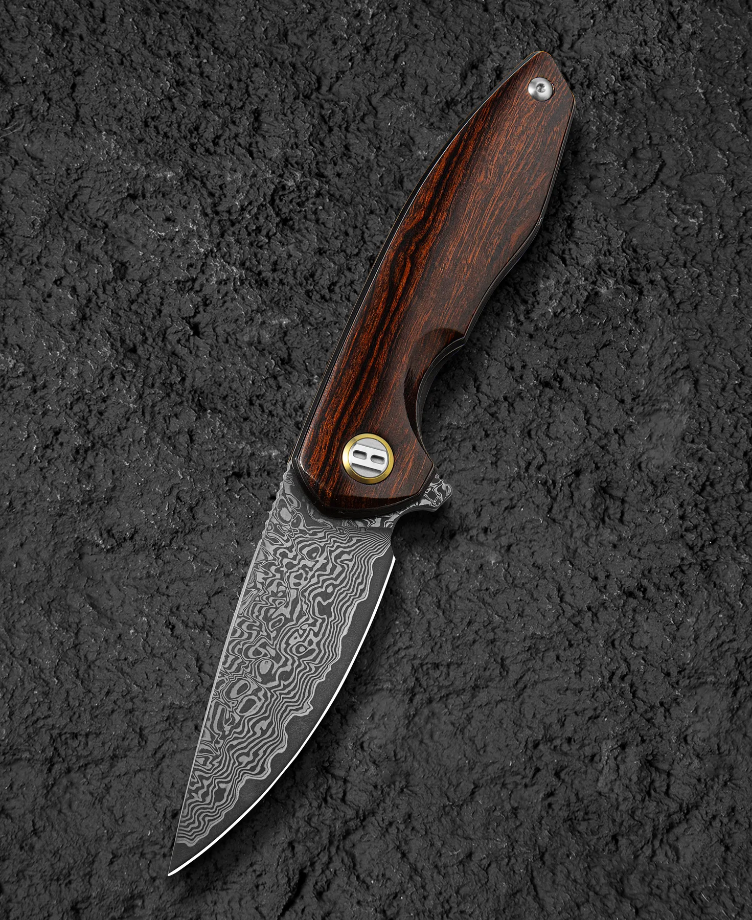 BESTECH BAMBI BL08D 3.11'' Şam Çelik Bıçak Demir Ahşap Sap