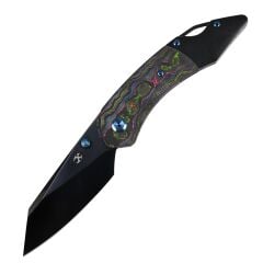 KANSEPT Özel K9 | 80'ler Kamuflaj Karbon ve Blackwash Titanyum Sap | Siyah Ayna DLC CPM S35VN Çelik Çakı | Limitli Üretim | K1151A6