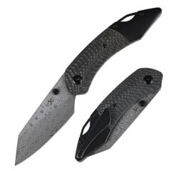 Kansept K9 | Karbon Fiber/G10 + Titanyum Sap | Damascus Çelik Çakı | K1151A4