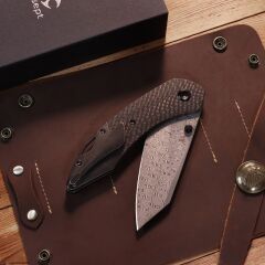 Kansept K9 | Karbon Fiber/G10 + Titanyum Sap | Damascus Çelik Çakı | K1151A4