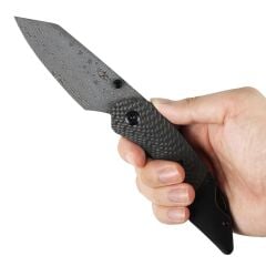 Kansept K9 | Karbon Fiber/G10 + Titanyum Sap | Damascus Çelik Çakı | K1151A4