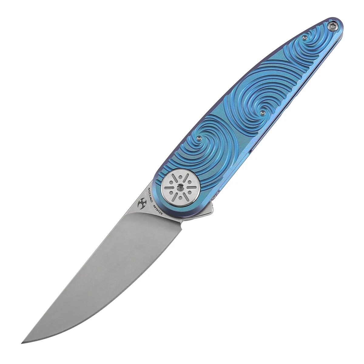 Kansept Symétrix | Girdap Desenli Mavi-Mor Eloksallı Titanyum Sap | CPM S35VN Çelik Çakı | K2141A4
