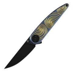Kansept Symétrix | Altın Desenli Mavi Eloksallı Titanyum Sap | CPM S35VN Çelik Çakı | K2141A3