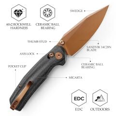 Trivisa Hornet-BM | Çapraz Kilitli | Mikarta Sap | 14C28N Çelik Çakı | JM01-BM-14