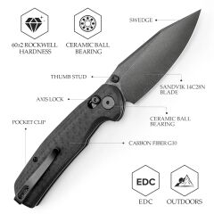 Trivisa Hornet-CG Axis | Karbon Fiber Görünümlü G10 Sap | 14C28N Çelik Çakı | JM01-CG-14