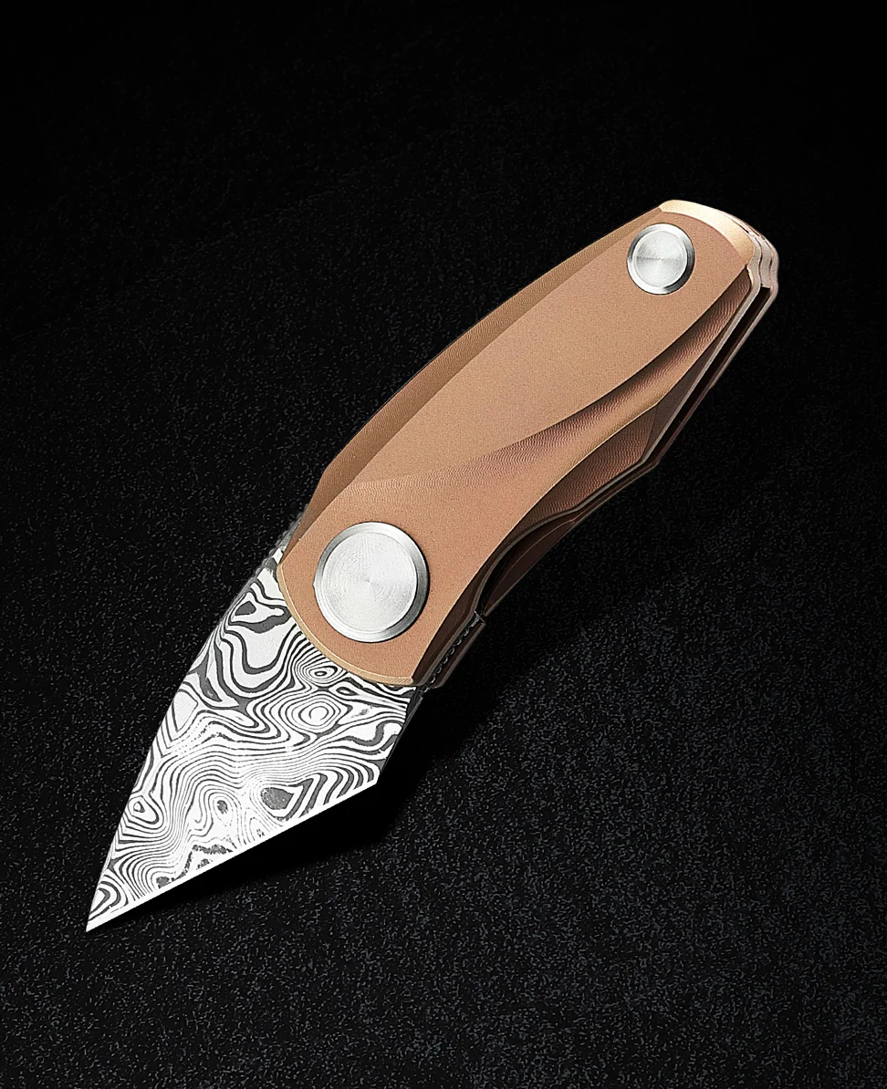 BESTECH TULIP BT1913I Titanyum Sap Damascus Çelik Mini Çakı ( Damasteel )