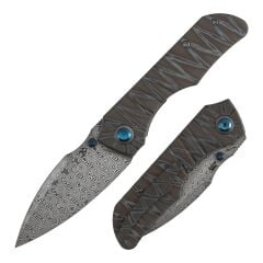 Kansept Mini Lanza | Kaplan Çizgili Kaplamalı Titanyum Sap | Damascus Çelik Çakı | K1116A4