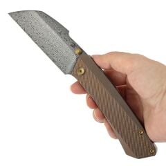 KANSEPT Contra | Elmas Desenli Bronz Eloksallı Titanyum Sap | Damascus Çelik Çakı | K1139A4