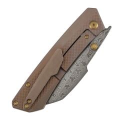 KANSEPT Contra | Elmas Desenli Bronz Eloksallı Titanyum Sap | Damascus Çelik Çakı | K1139A4