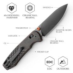 Trivisa Dragonfly-CU | Axis Lock | Bakır Sap | 14C28N Çelik Çakı | JM03-CU-14