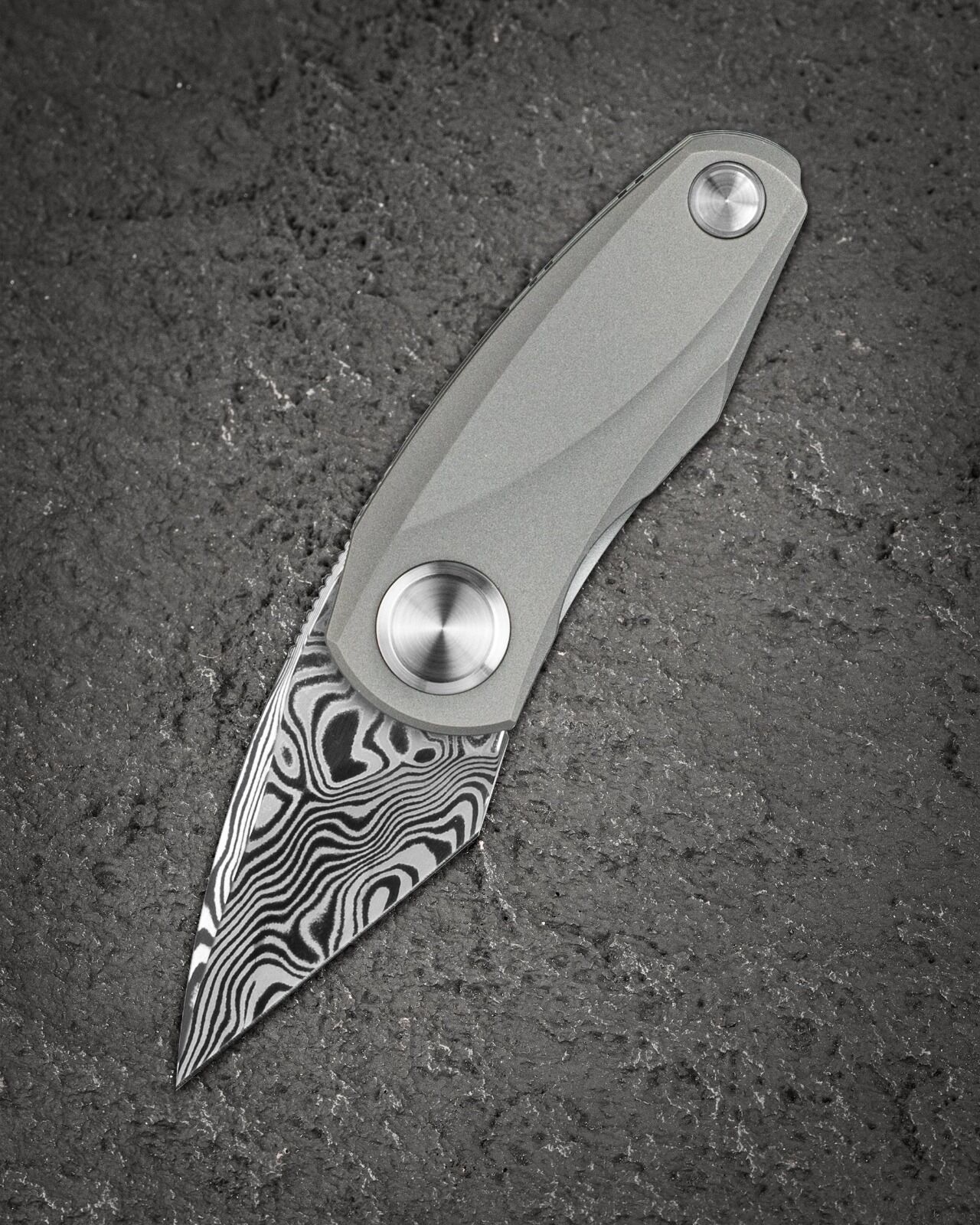 BESTECH Tulip | Titanyum Sap | Damasteel Çelik Mini Çakı | BT1913F