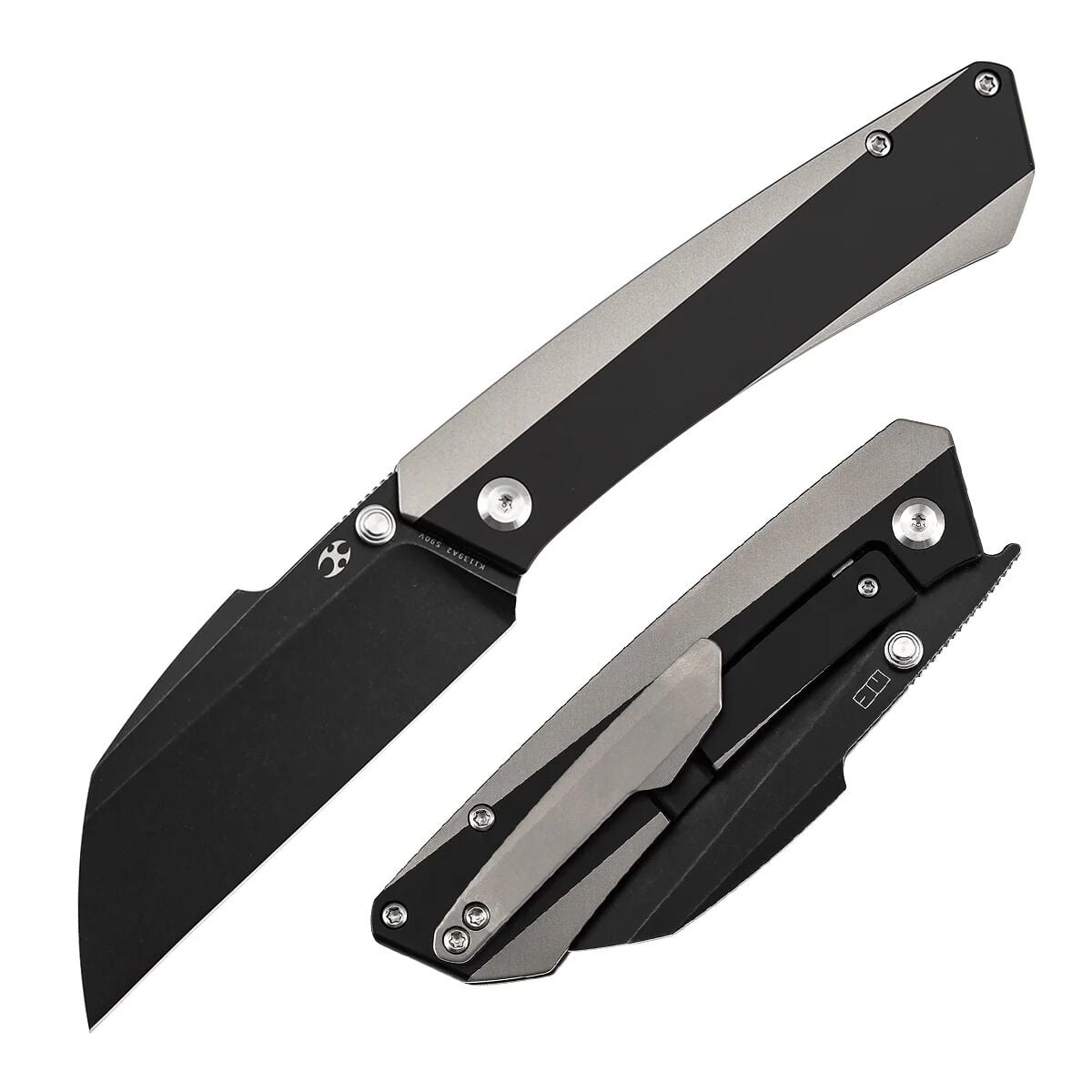 KANSEPT Contra | Siyah ve Düz Titanyum Sap | Blackwash S90V Çelik Çakı | K1139A2