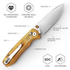 Trivisa Dragonfly-Y | Ultem Sap | 14C28N Çelik Çakı | JM03-YP-14
