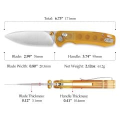 Trivisa Dragonfly-Y | Eksen Kilitli | PEI ( Ultem ) Sap | 14C28N Çelik Çakı | JM03-YP-14