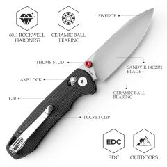 Trivisa Dragonfly-B | Eksen Kilitli | G10 Sap | 14C28N Çelik Çakı | JM03-BG-14