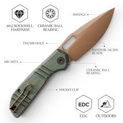 Trivisa Gecko-GM | Mikarta Sap | 14C28N Çelik Çakı | JM04-GM-14
