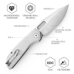Trivisa Gecko-WG | Liner Lock | G10 Sap | 14C28N Çelik Çakı | JM04-WG-14
